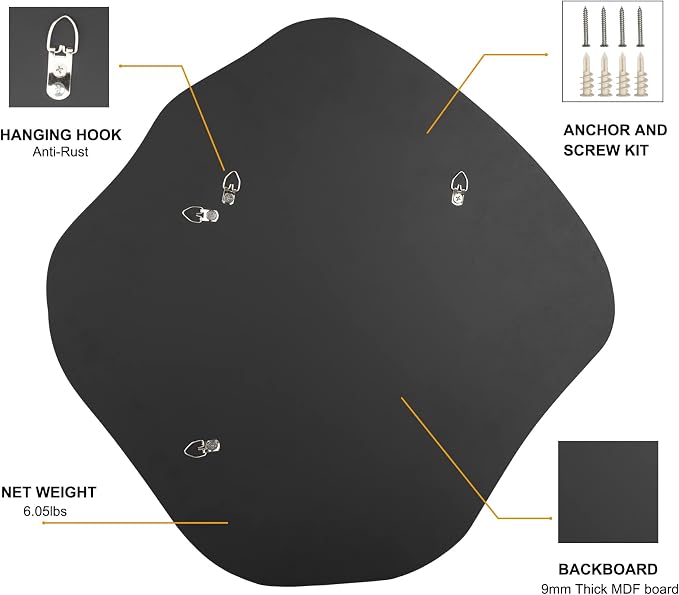 BOMINICA Irregular Wall Mirror Asymmetrical Mirror Frameless - Image 6
