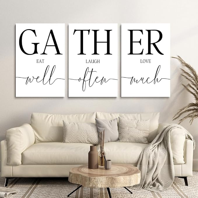 GUBIYU Large Gather Signs for Home Decor, Framed Kitchen Wall Art Farmhouse - Image 2