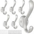 6 Pack Coat Hooks Wall Mount Heavy Duty Utility Retro Double Hooks by PEOIAOY