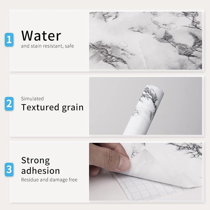 Art3d 200" * 17.3" Marble Paper Countertops - Image 2