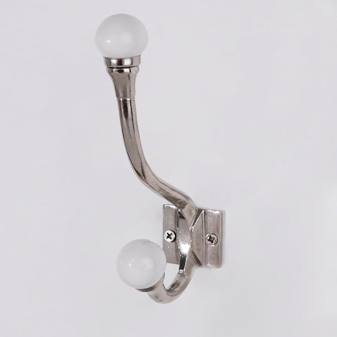 Indian Shelf Pack of 12 Heavy Duty White Double Prong Ceramic Decorative Wall - Image 6