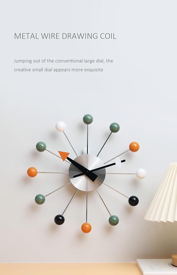 NUOVO 13 Inch Multicolor Mid Century Creative Silent Quartz Personality Funny - Image 4