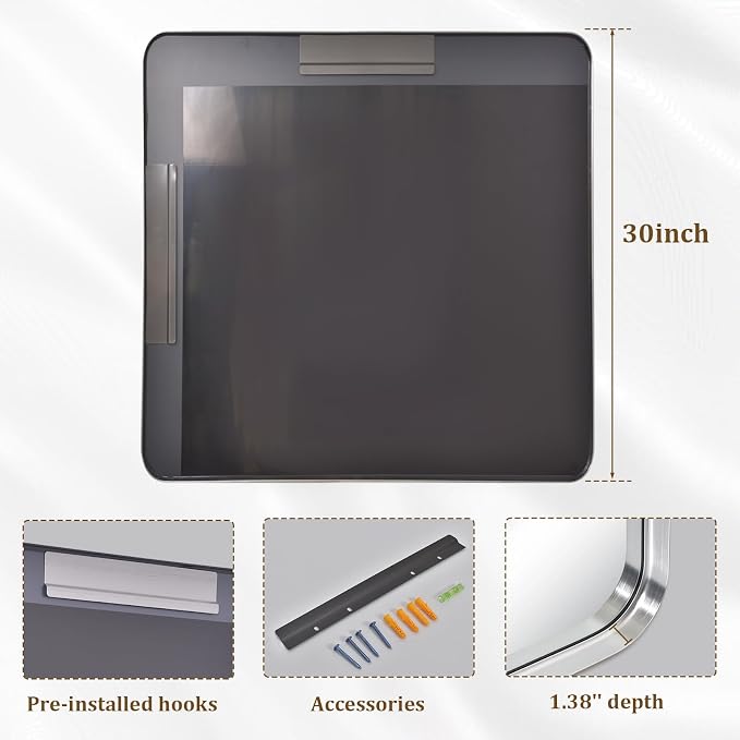 30"x 30" Silver Bathroom Mirror - Image 4