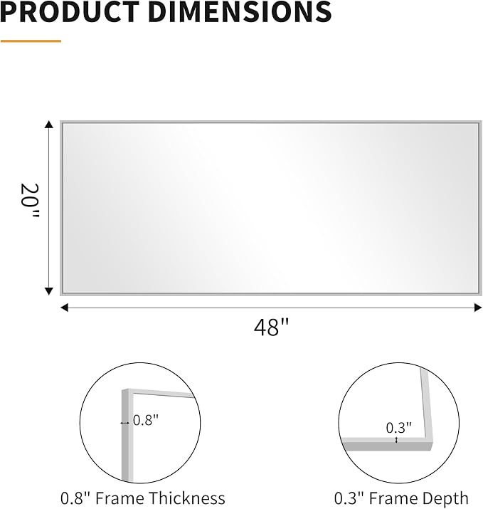 KOCUUY Silver Framed Mirror, HD Tempered Glass, Anti-Rust Frame, Modern Design - Image 9
