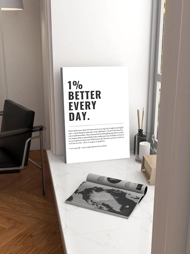 1% Better Every Day Framed Canvas Wall Art Modern Quote Decor 12x16in canvas - Image 3