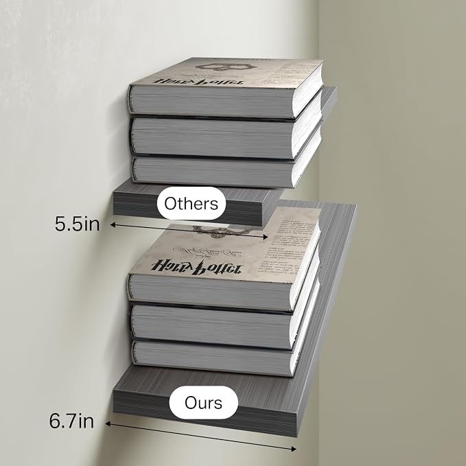 BAYKA Floating Shelves for Wall, 22.5 Inches Wall Mounted Rustic Wood Shelves - Image 6