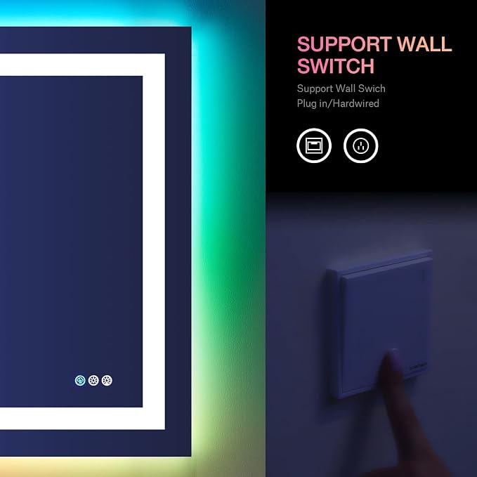 LOAAO 40”X30“ RGB LED Bathroom Mirror - Image 6