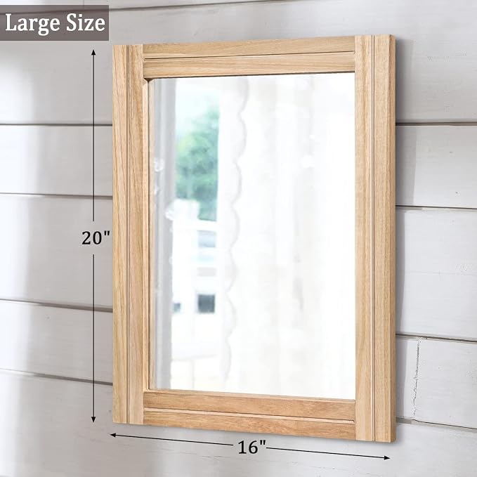 AAZZKANG Rustic Mirrors for Wall Rectangle Wood Frame Mirror 50 x 40 cm - Image 2