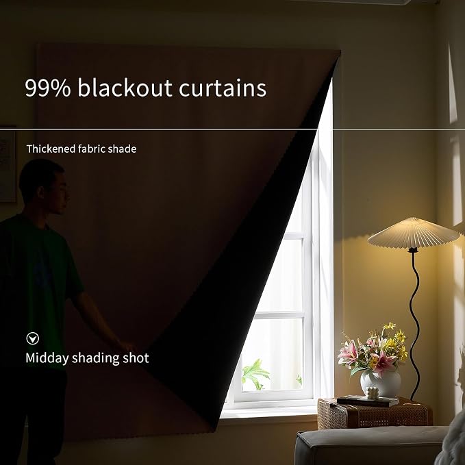 AJAZZ Self Adhesive Curtains 100% Blackout Shades Window Cover Sticky Curtain - Image 2