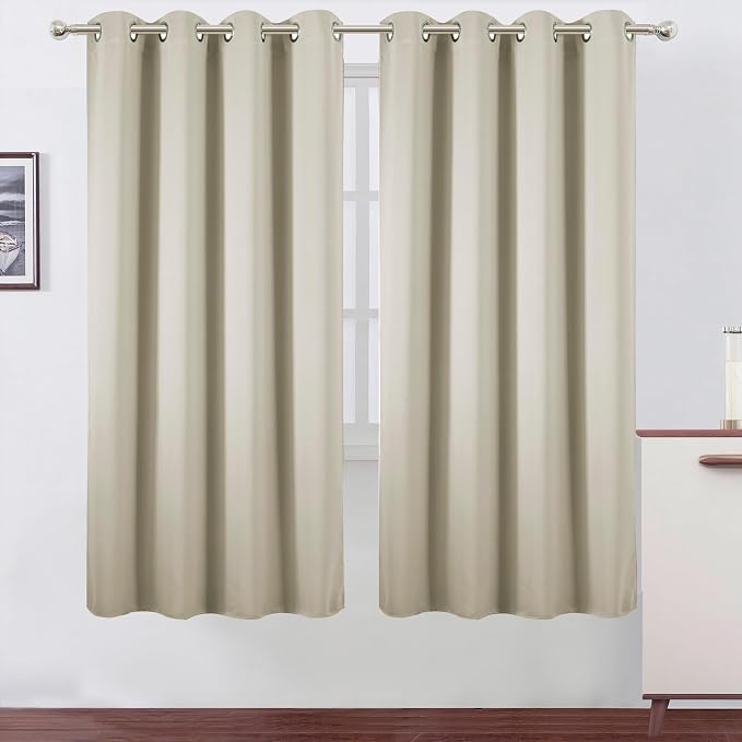 LEMOMO Blackout Curtains 66 x 72 Inch Long Light Beige Curtains Set of 2 Panels by Lemomo