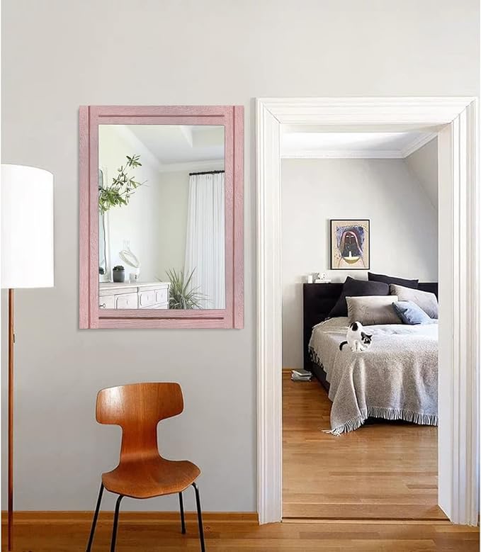 AAZZKANG Rectangle Mirror with Wood Framed Modern Farmhouse Hanging Wall - Image 7