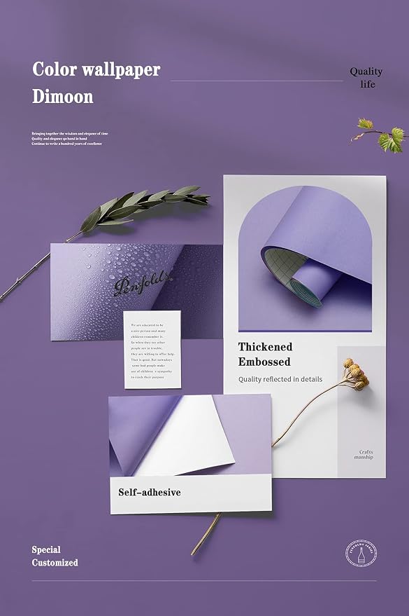 Dimoon 236''x17.7'' Purple Peel and Stick Wallpaper Contact Paper Modern Self - Image 4