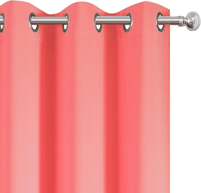 LEMOMO Blackout Curtains 66 x 72 Inch Long Coral Curtains Set of 2 Panels Room - Image 6