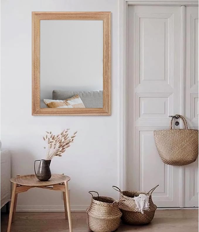 AAZZKANG Rustic Mirrors for Wall Rectangle Wooden Frame Hanging Mirror for - Image 5