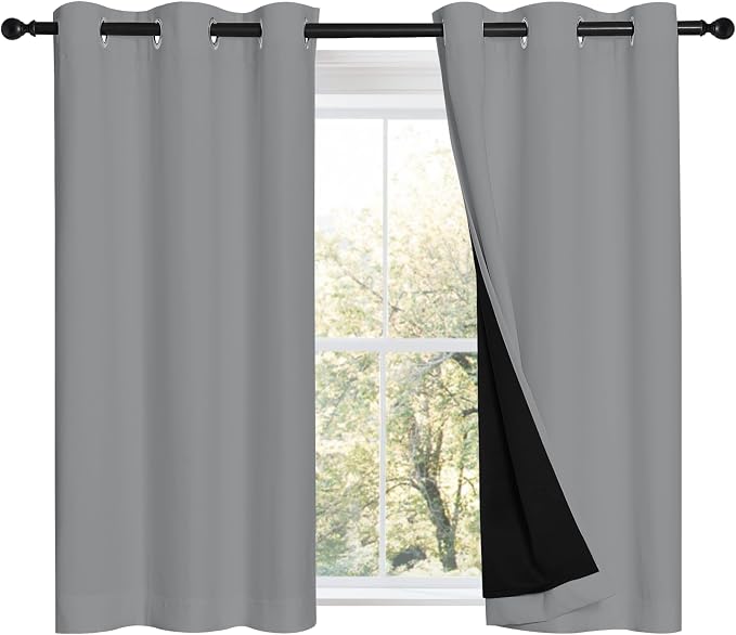NICETOWN Silver Grey 100% Blackout Curtains by NICETOWN
