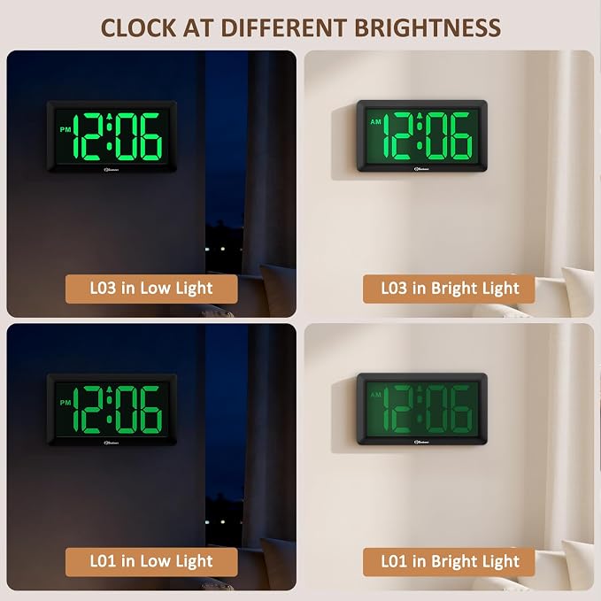 Soobest 9.5 Inch Large Digital Wall Clock Battery Operated, Auto & Manual - Image 6