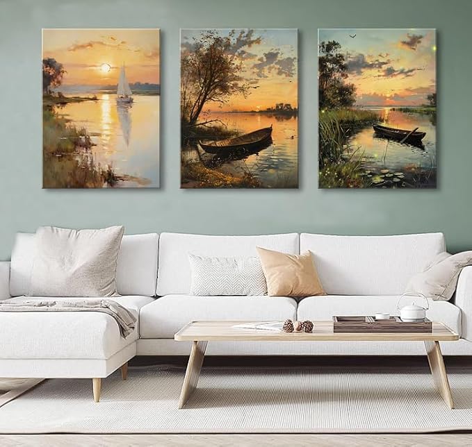 Vintage Farmhouse Sunset Canvas Wall Art - Image 6
