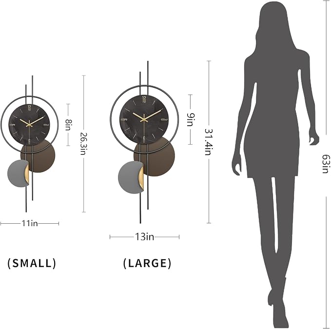 Modern Wall Clock for Living Room, Large Black Decorative Wall Clock, Creative - Image 5