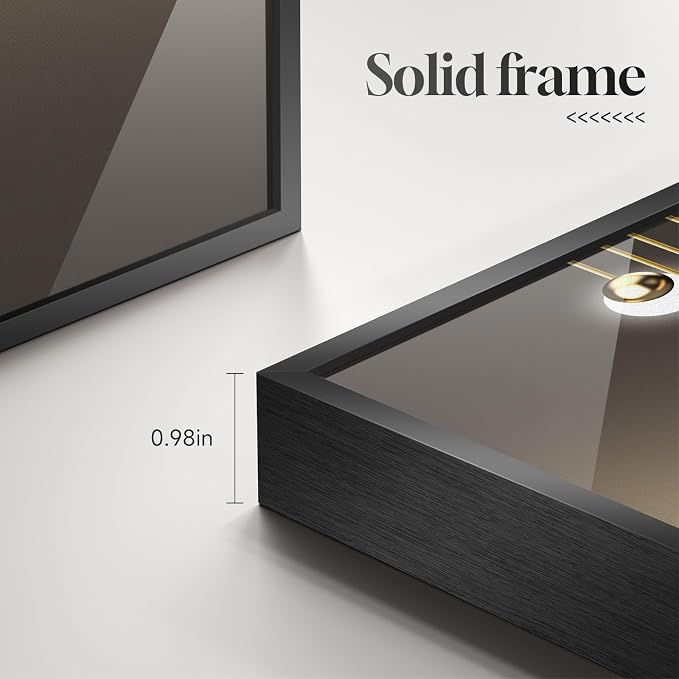 Large Framed Modern Luxury Black and Gold Abstract Wall Art - Image 6