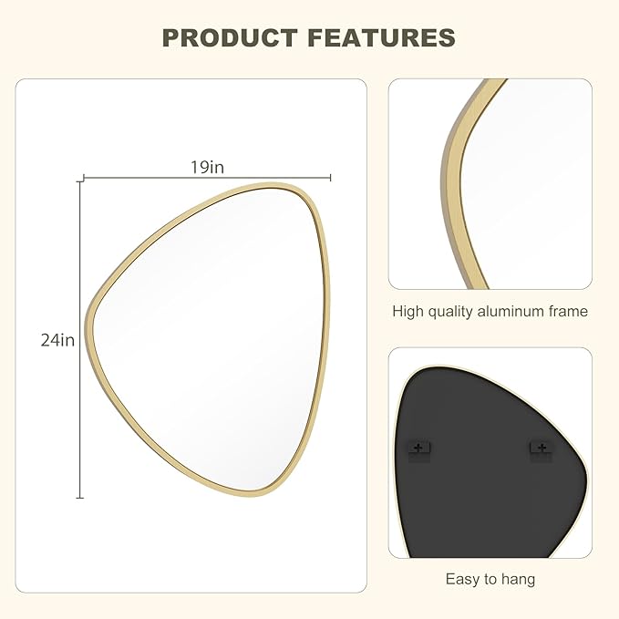 WallBeyond Asymmetrical Mirror, Irregular Wall Mirror, Wall Mirrors Decorative - Image 6
