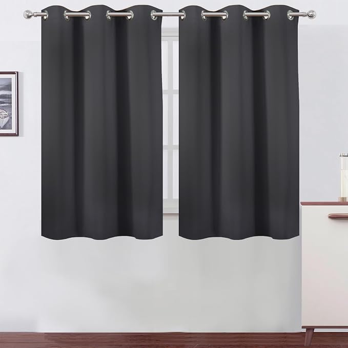 LEMOMO Dark Grey Blackout Curtains 42 x 54 Inch Length Set of 2 Panels Grommet by Lemomo
