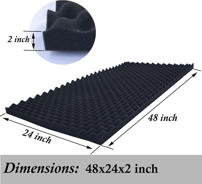 2 Pack Acoustic Foam, High Density Fire Resistant Soundproof Panels - Image 4