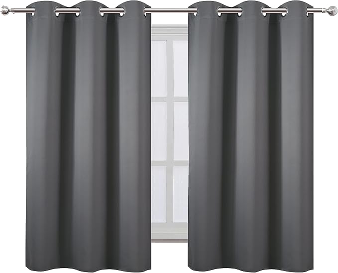 LEMOMO Grey Blackout Curtains 34 x 54 Inch Length/Set of 2 Curtain - Image 2