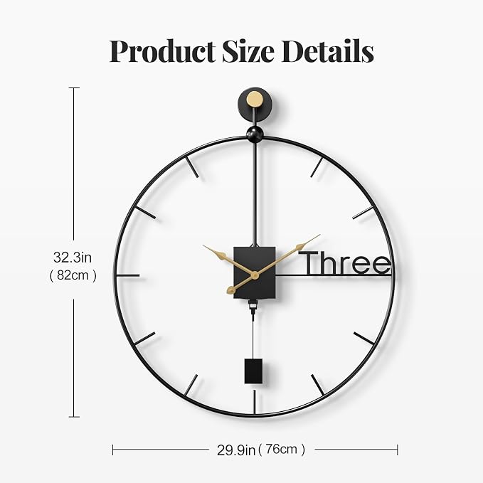 Cuspin 30 inch Large Wall Clocks Battery Operated Wall Clock - Image 5