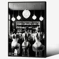 Vintage Black and White Black Framed Wall Art Trendy Women Drink Cocktail by FuSatisYilife