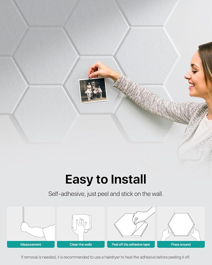 18 Pack Hexagon Acoustic Panels, Self-Adhesive Soundproof Wall Panels, High - Image 8
