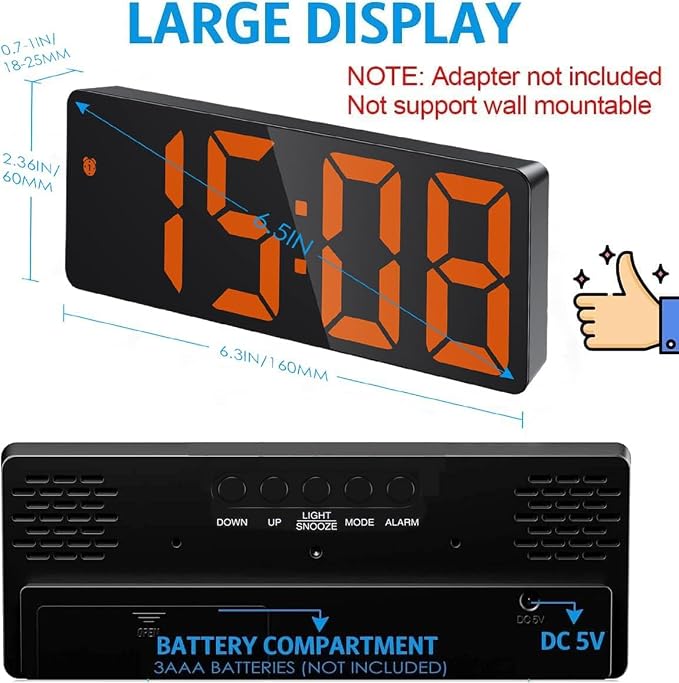 AMIR Digital Alarm Clock, LED Clock - Image 2