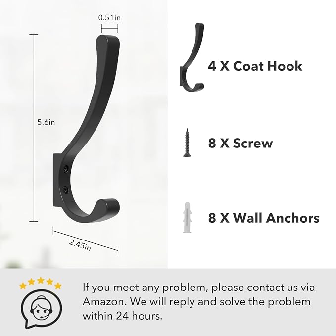 saffruff Wall Mount Coat Hooks, Heavy Duty Metal Hooks - Image 7
