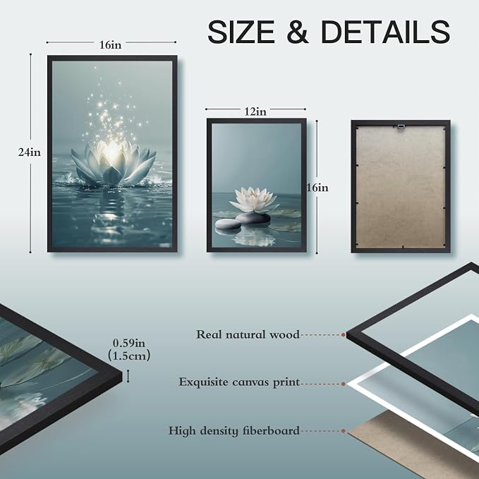 GELDSTEI Calm Zen Botanical Canvas Wall Art, Yoga Spa Meditation Room Decor - Image 7