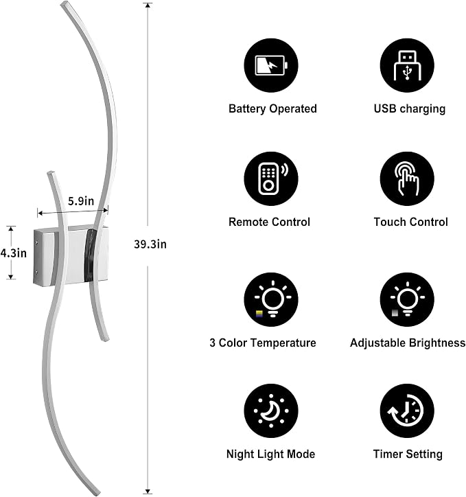Battery Operated Wall Sconces Set of Two - Image 5