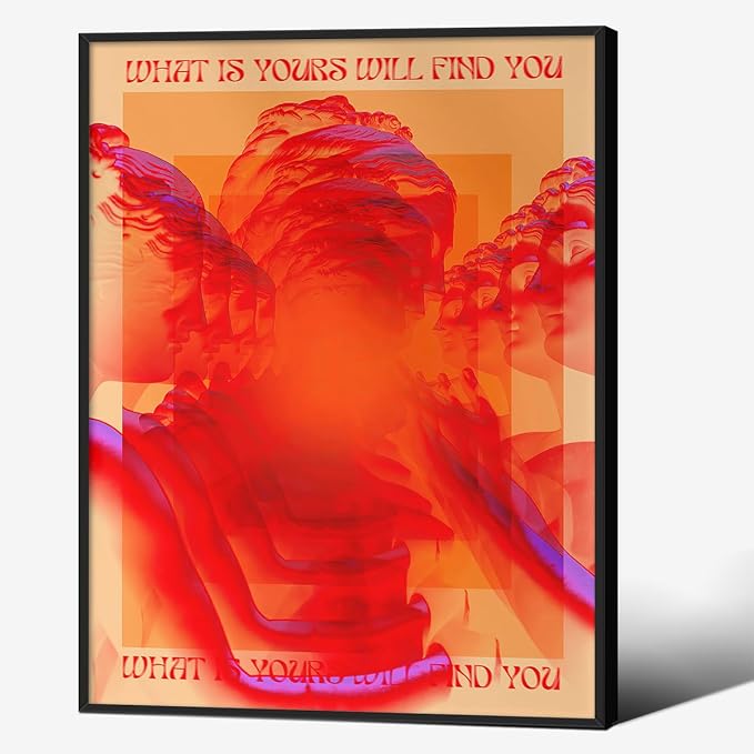 Retro Hippie Trippy Posters Vintage Red 70s 80s Wall Art Trendy Face Eye Canvas by Medpol