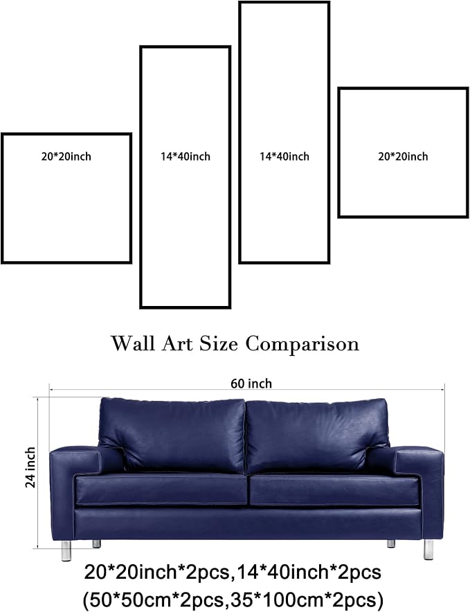 Wieco Art Huge Size Artwork 4 Panels 100% Hand-painted Modern Canvas Wall Art - Image 6