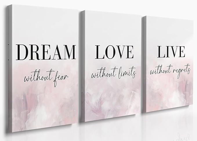 GUBIYU Dream Love Live Quotes Posters Print Set of 3 Pink Purple Love Quotes by GUBIYU