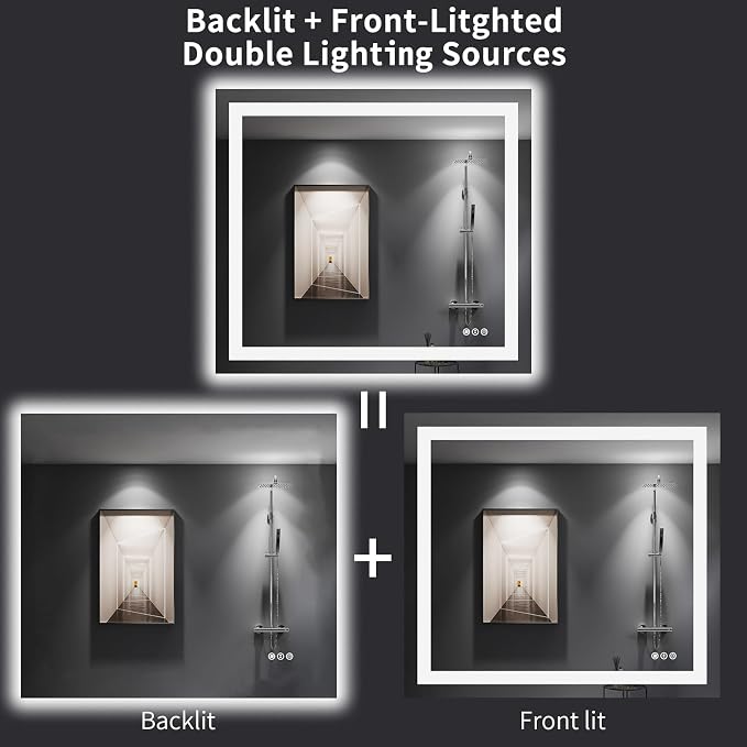LOAAO 40"X36" LED Bathroom Mirror - Image 6