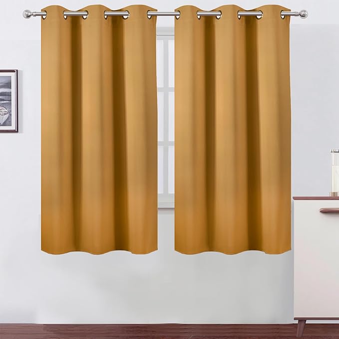 LEMOMO Blackout Curtains 42 x 63 inch/Mustard YellowCurtains Set of 2 by Lemomo