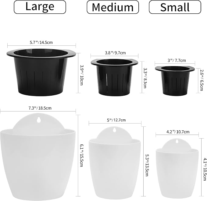 6 Pack White Hanging Planter Pots Self Watering Vertical Garden Wall Mount - Image 7