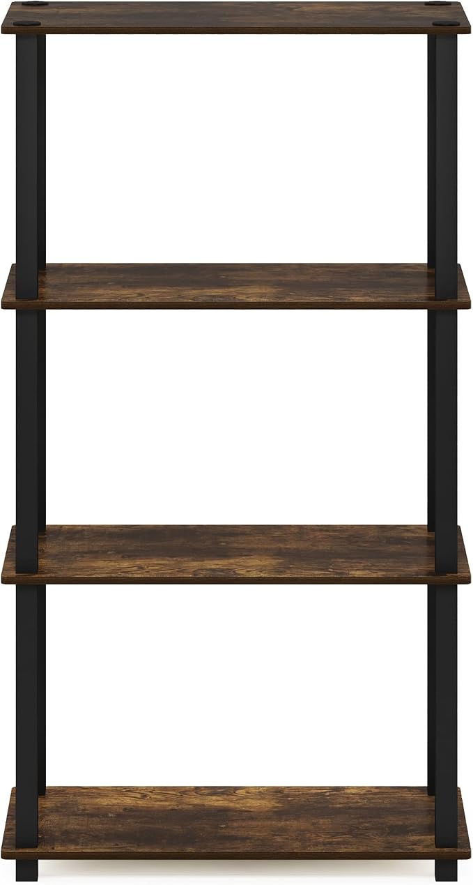 Furinno TURN-S-TUBE Storage Shelves, 4-Tier Book Shelf, Corner Shelf, Toolless - Image 6
