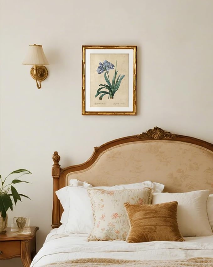 InSimSea Gold Bamboo Framed Canvas Wall Art, Retro African Lily Botanical Prints - Image 4