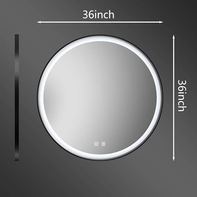 Itrue 36 Inch LED Bathroom Round Mirror, Adjustable Color Temp & Brightness - Image 5