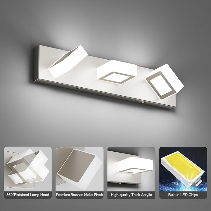 Ralbay 5 Color Temperature Brushed Nickel Bathroom Vanity Lights Dimmable - Image 9
