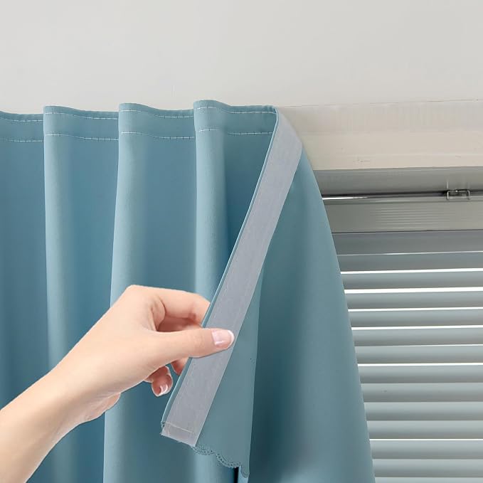 Self Adhesive Curtains, Portable Blackout Curtains Fabric Curtains by Sovtfides