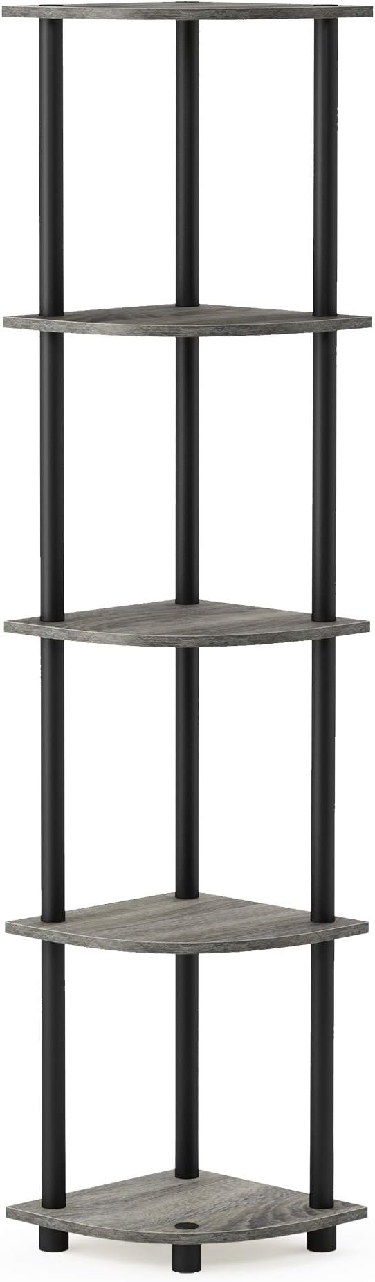 Furinno TURN-N-TUBE Corner Shelf, 5-Tier Corner Bookshelf, Open Storage Shelves by Furinno-FitsYourSpaceFitsYourBudget