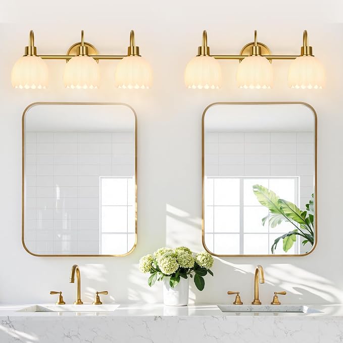 Bathroom Light Fixtures, 3-Light Gold Vanity Light Fixtures - Image 7