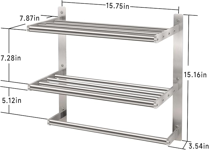 BETHOM Towel Shelf for Bathroom Wall Mounted, 3-Tier Hotel Style Towel Rack - Image 5