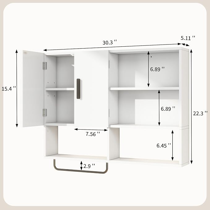 Medicine Cabinet, Wooden Bathroom Wall Cabinet - Image 2