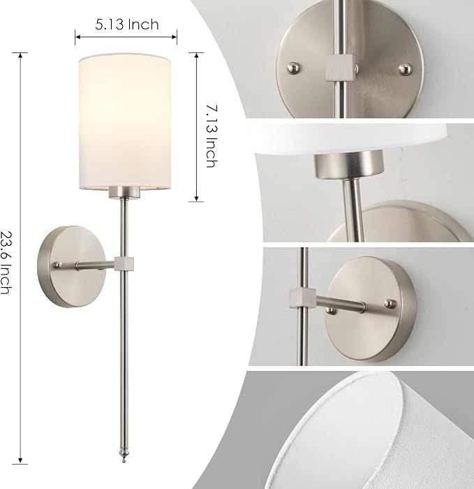Battery Operated Wall Sconces Set of Two, Wireless Rechargeable Wall Light - Image 6